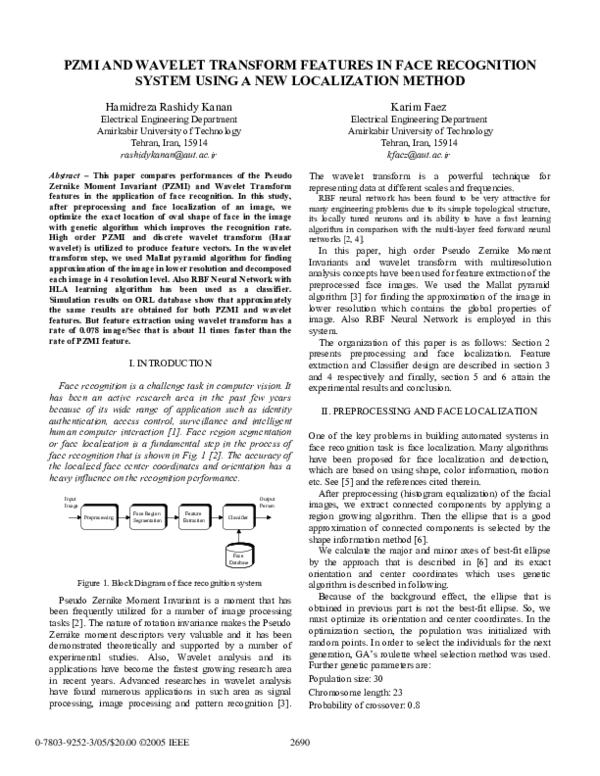 (PDF) PZMI and Wavelet Transform Features In Face Recognition System ...