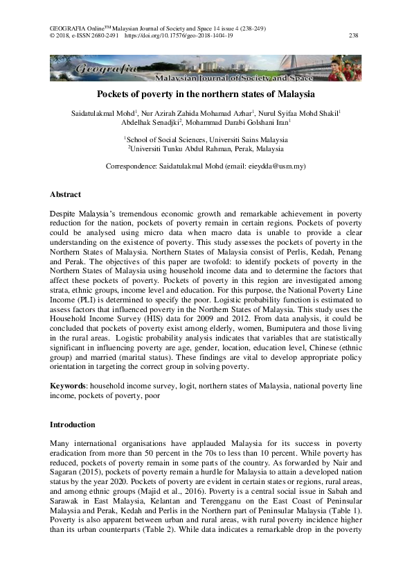 (PDF) Pockets of poverty in the northern states of Malaysia