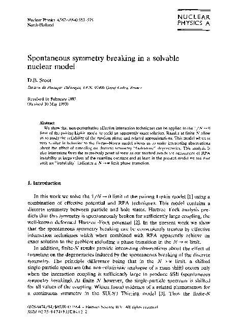 (PDF) Spontaneous symmetry breaking in a solvable nuclear model