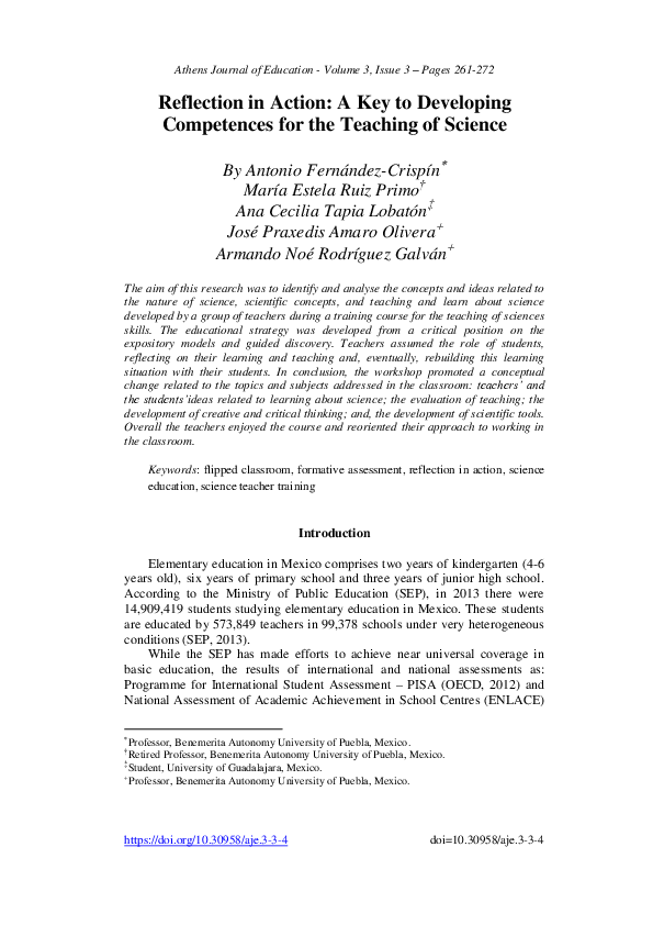 (PDF) Reflection in Action: A Key to Developing Competences for the ...