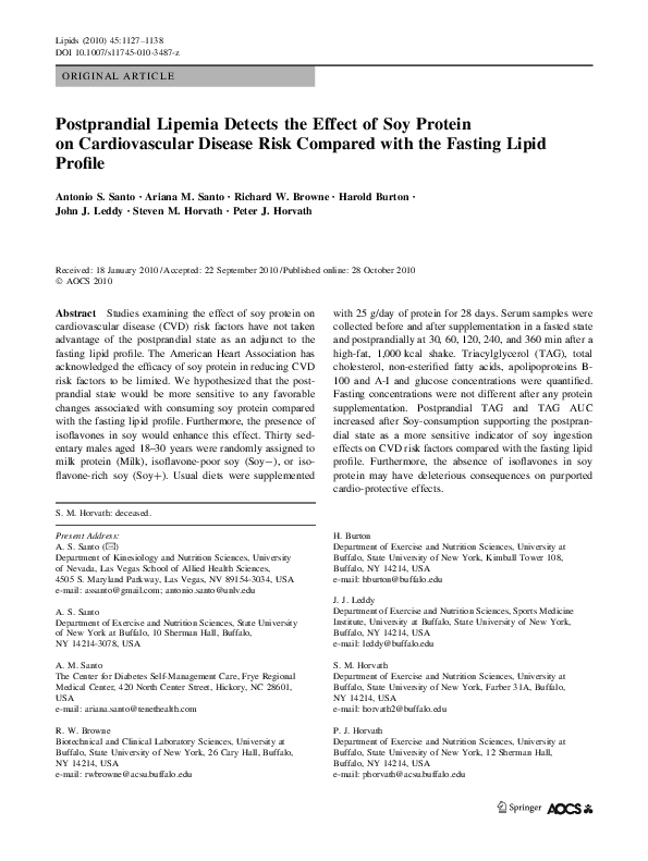 (PDF) Postprandial Lipemia Detects the Effect of Soy Protein on ...