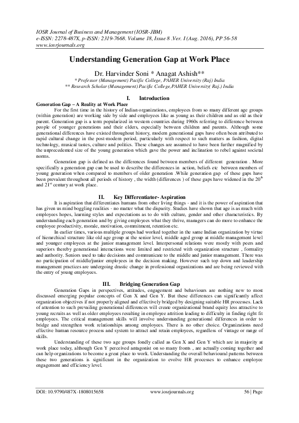 (PDF) Understanding Generation Gap at Work Place