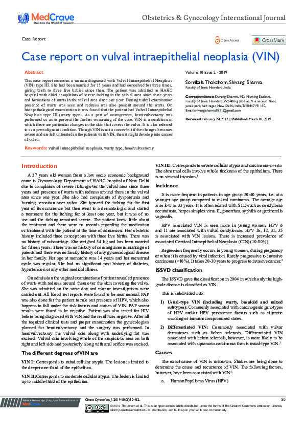 (PDF) Case report on vulval intraepithelial neoplasia (VIN)