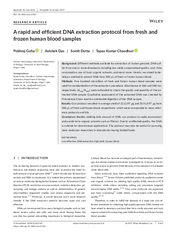 (PDF) A rapid and efficient DNA extraction protocol from fresh and ...