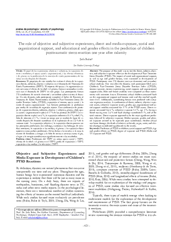 (PDF) The Role of Objective and Subjective Experiences, Direct and ...