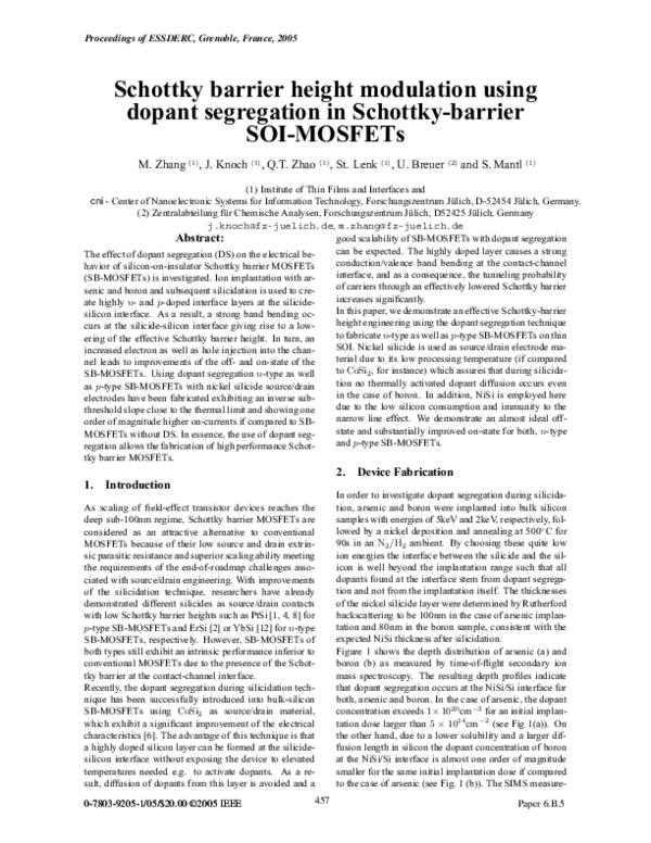 (PDF) Schottky barrier height modulation using dopant segregation in ...