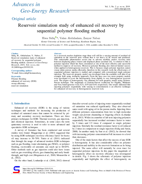(PDF) Reservoir simulation study of enhanced oil recovery by sequential ...