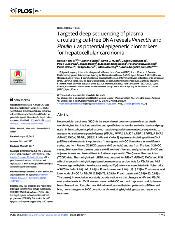 (PDF) Targeted deep sequencing of plasma circulating cell-free DNA ...