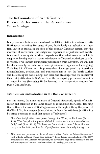 (PDF) The Reformation of Sanctification: Biblical Reflections on the ...