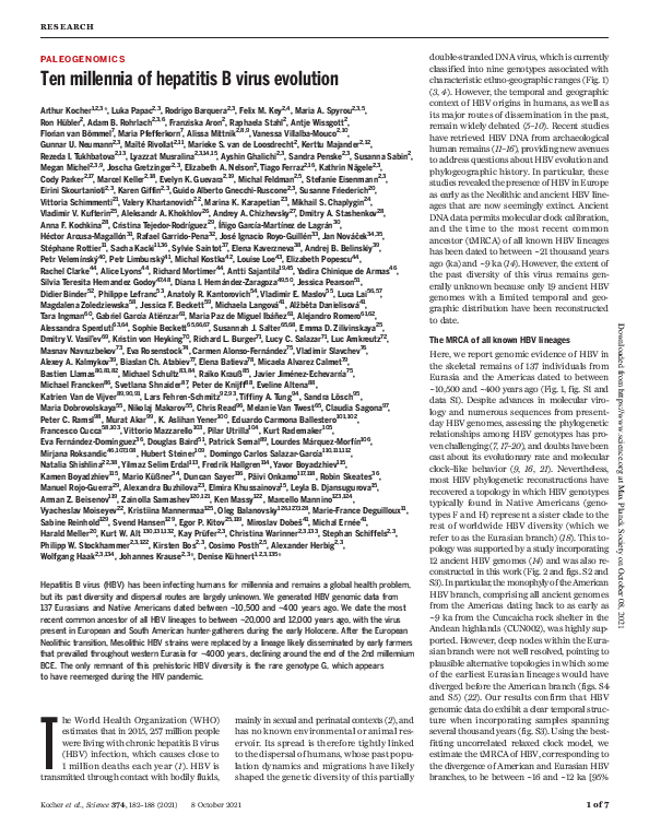 (PDF) Ten millennia of hepatitis B virus evolution