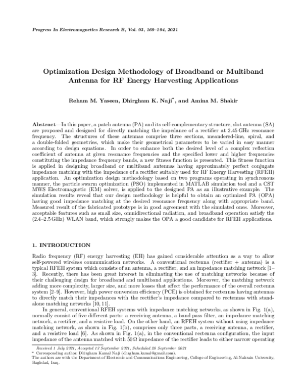 (PDF) Optimization Design Methodology of Broadband or Multiband Antenna ...