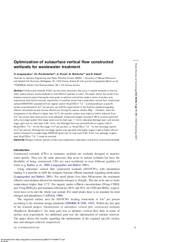 (PDF) Optimization of subsurface vertical flow constructed wetlands for ...
