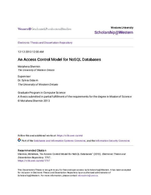 (PDF) An Access Control Model for NoSQL Databases