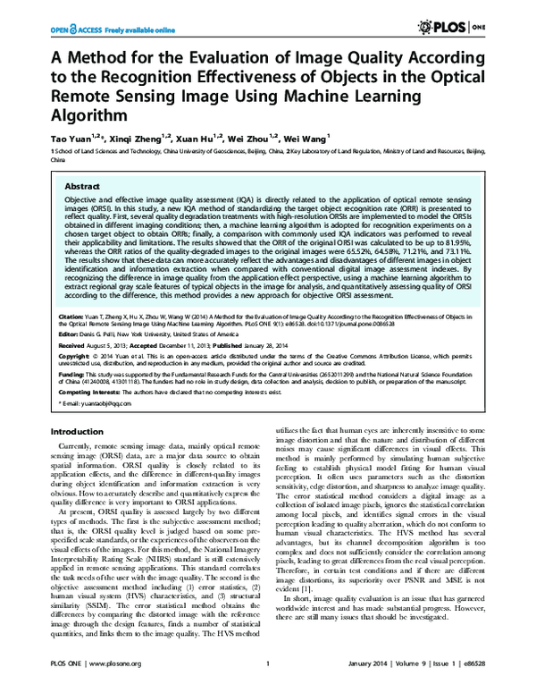 (PDF) A method for the evaluation of image quality according to the ...