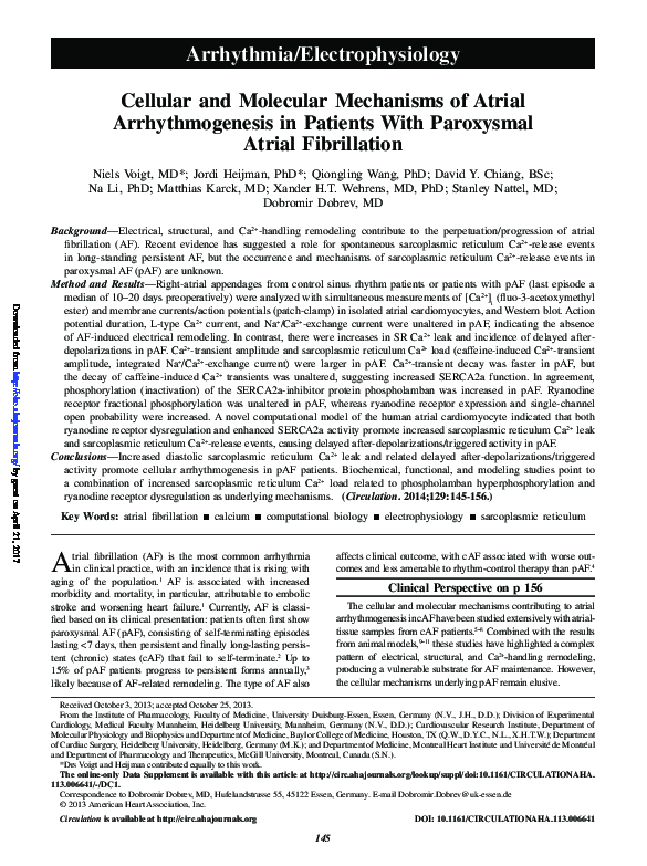 (PDF) Cellular and Molecular Mechanisms of Atrial Arrhythmogenesis in ...