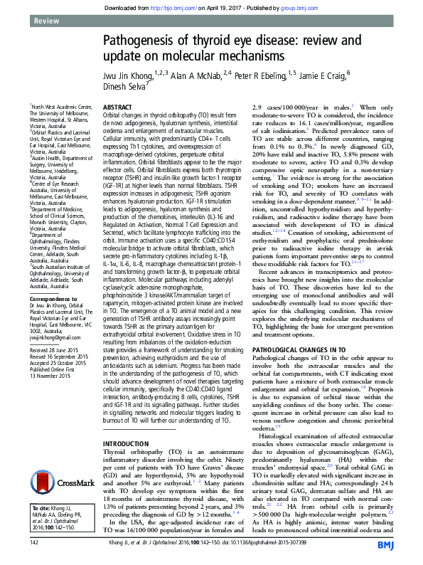 (PDF) Pathogenesis of thyroid eye disease: review and update on ...