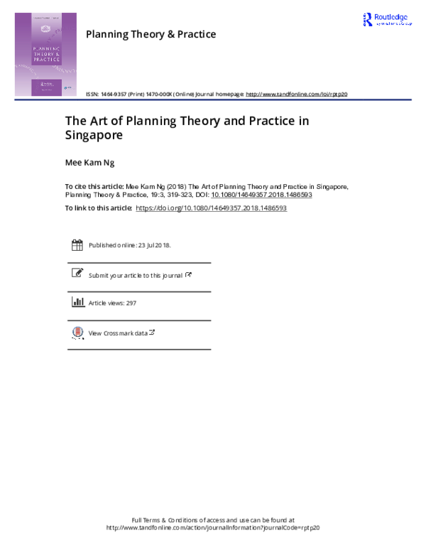 (PDF) The Art of Planning Theory and Practice in Singapore Mee Kam Ng