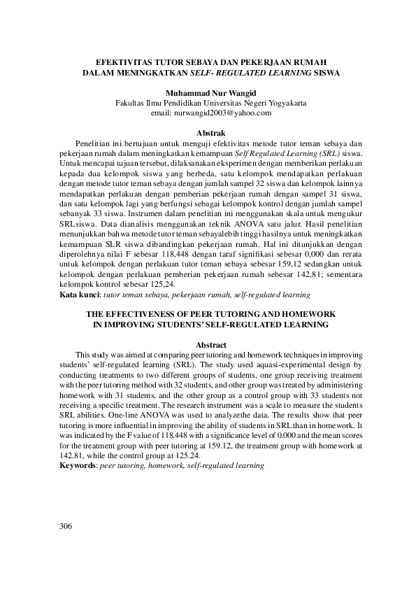 (PDF) The Effectiveness of Peer Tutoring and Homework in Improving ...