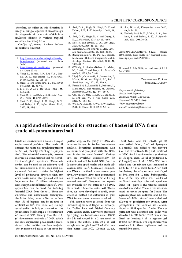 (PDF) A Rapid and Effective Method for Extraction of Bacterial DNA From ...