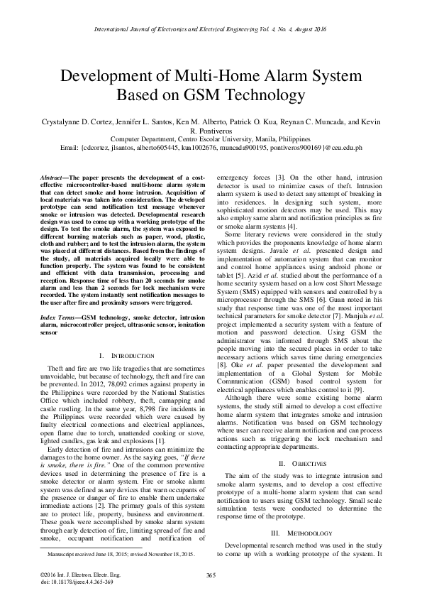 (PDF) Development of Multi-Home Alarm System Based on GSM Technology