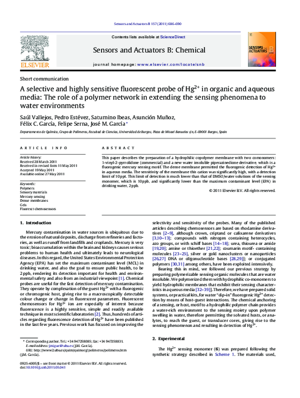 (PDF) A selective and highly sensitive fluorescent probe of Hg2+ in ...