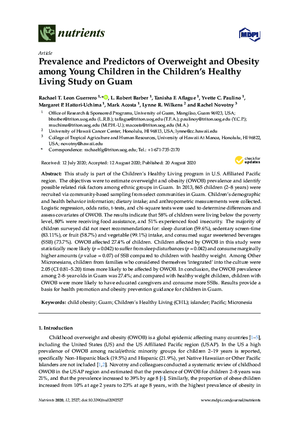 (PDF) Prevalence and Predictors of Overweight and Obesity among Young ...