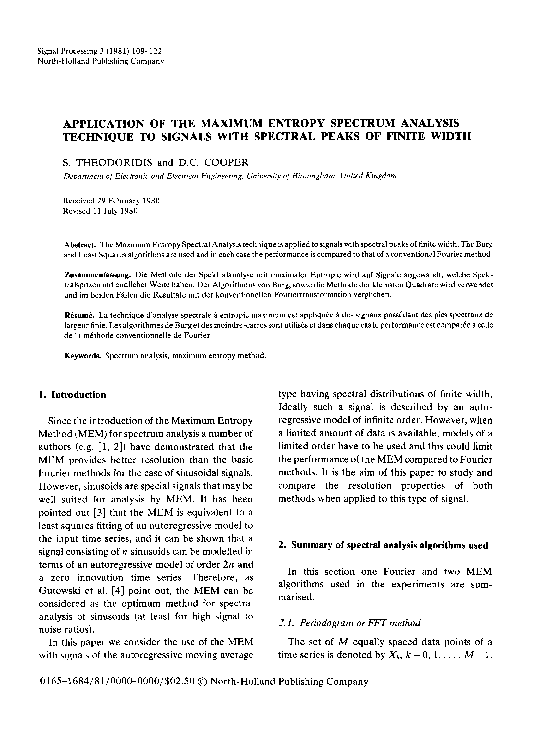 (PDF) Application of the maximum entropy spectrum analysis technique to ...