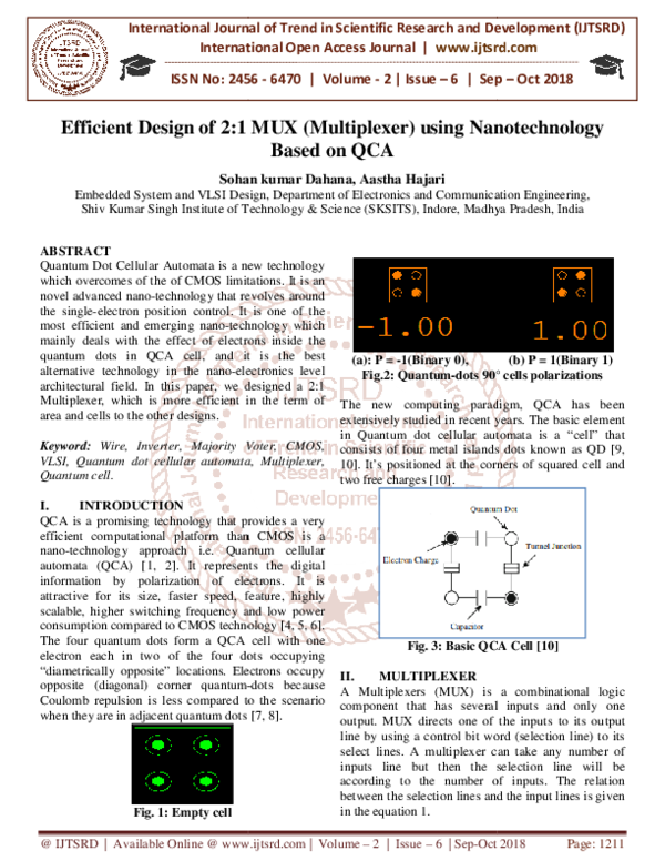 (PDF) Efficient Design of 2:1 MUX Multiplexer using Nanotechnology ...
