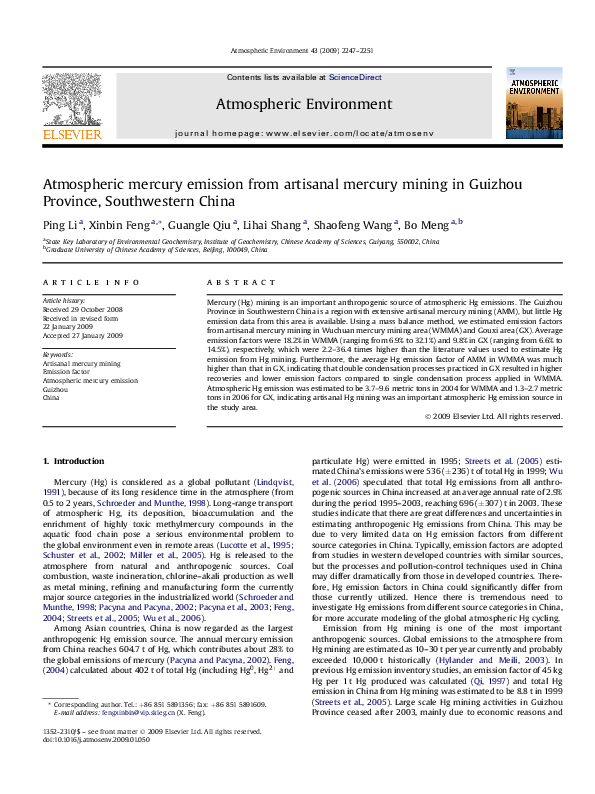 (PDF) Atmospheric mercury emission from artisanal mercury mining in ...