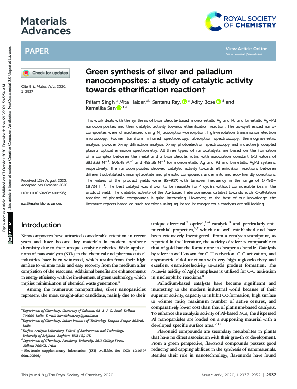 (PDF) Green synthesis of silver and palladium nanocomposites: a study ...