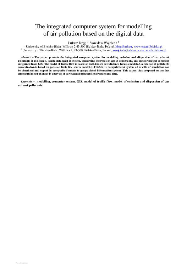 (PDF) The integrated computer system for modelling of air pollution ...