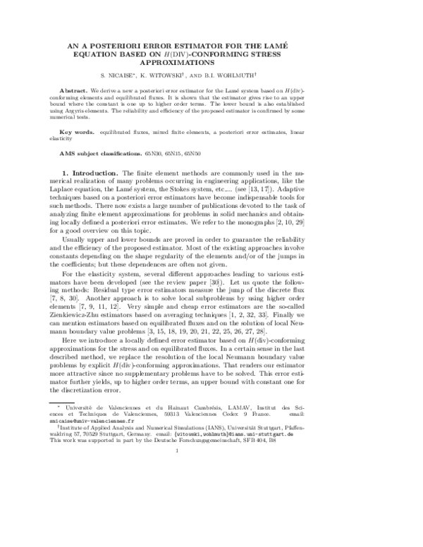 (PDF) An a posteriori error estimator for the Lame equation based on ...