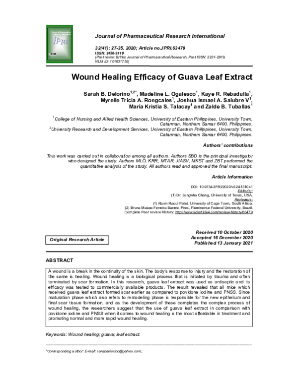 (PDF) Wound Healing Efficacy of Guava Leaf Extract