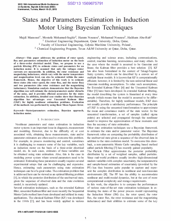 (PDF) States and parameters estimation in induction motor using ...