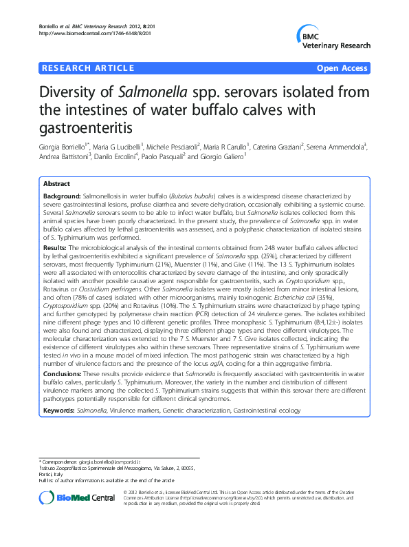 (PDF) Diversity of Salmonella spp. serovars isolated from the ...