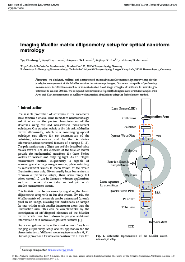 (PDF) Imaging Mueller matrix ellipsometry setup for optical nanoform ...