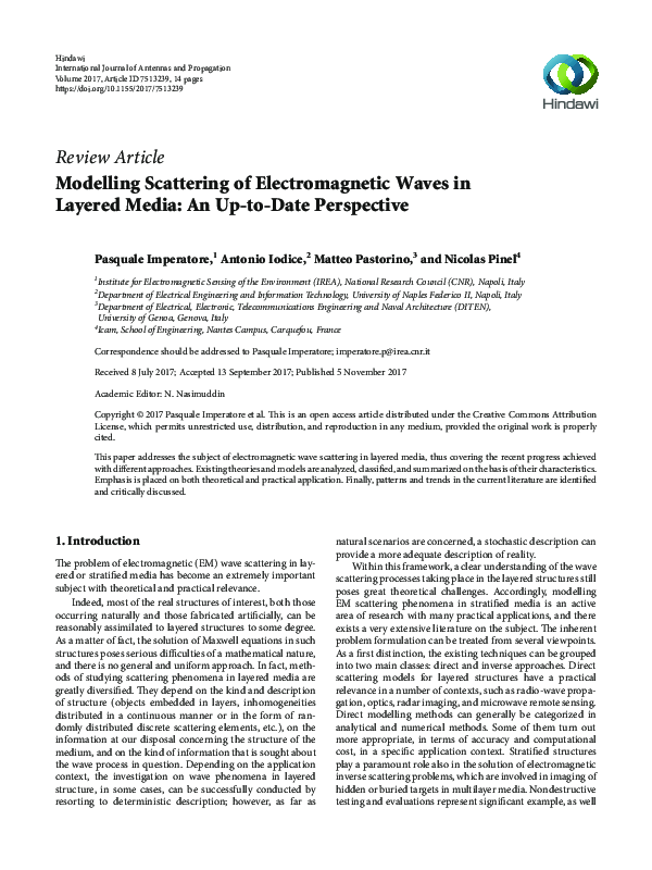(PDF) Modelling Scattering of Electromagnetic Waves in Layered Media ...