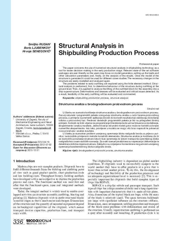 (PDF) Structural Analysis in Shipbuilding Production Process