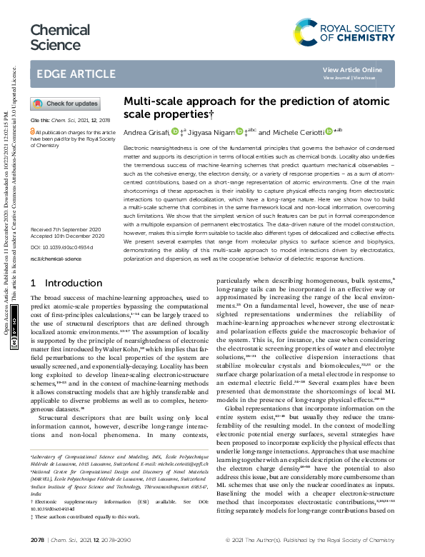 (PDF) Multi-scale approach for the prediction of atomic scale properties