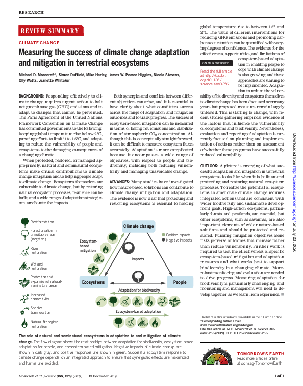 (PDF) Measuring the success of climate change adaptation and mitigation ...