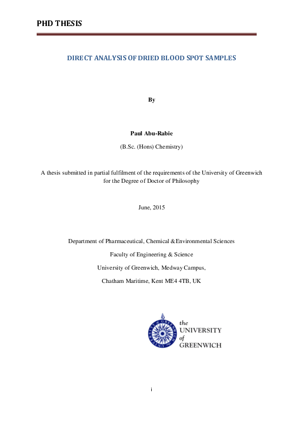 (PDF) Direct Analysis of Dried Blood Spot Samples