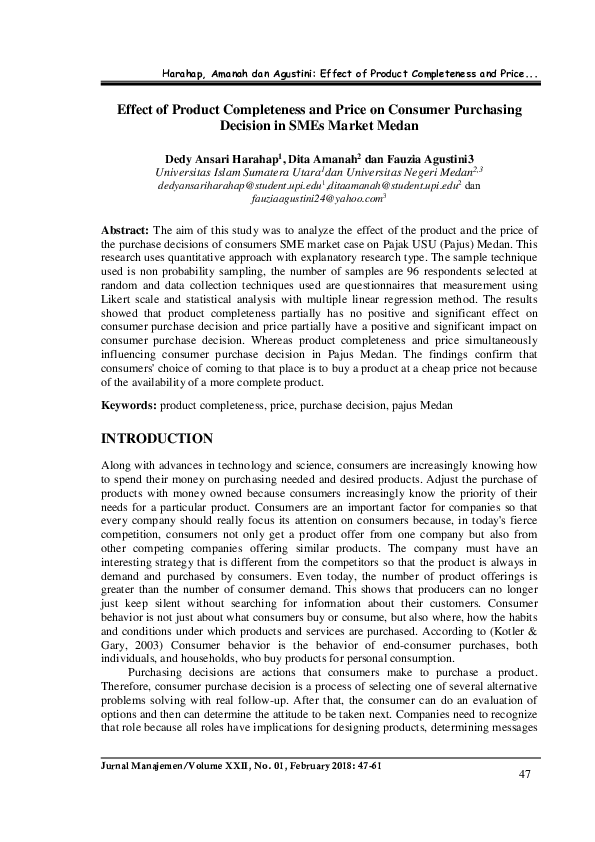 (PDF) Effect of product completeness and price on consumer purchasing ...