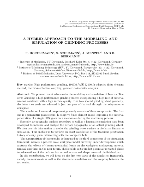 (PDF) A Hybrid Approach to the Modelling and Simulation of Grinding ...