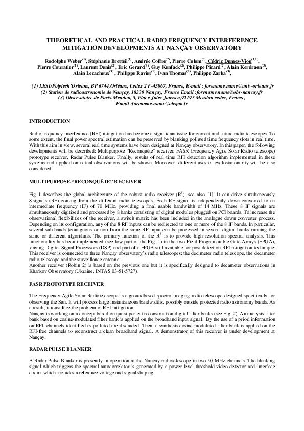 (PDF) Theoretical and practical radio frequency interference mitigation ...