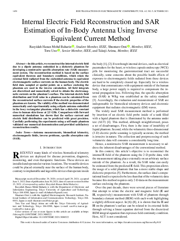 (PDF) Internal Electric Field Reconstruction and SAR Estimation of In ...