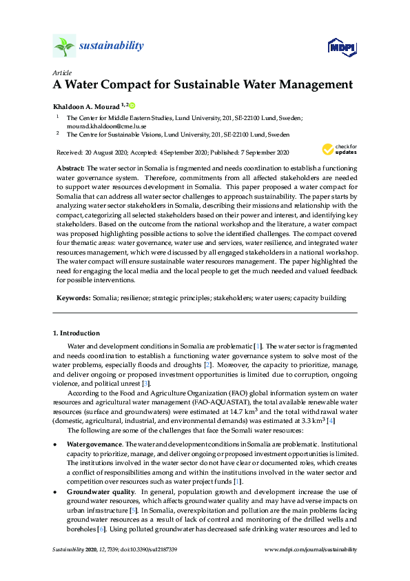 (PDF) A Water Compact for Sustainable Water Management