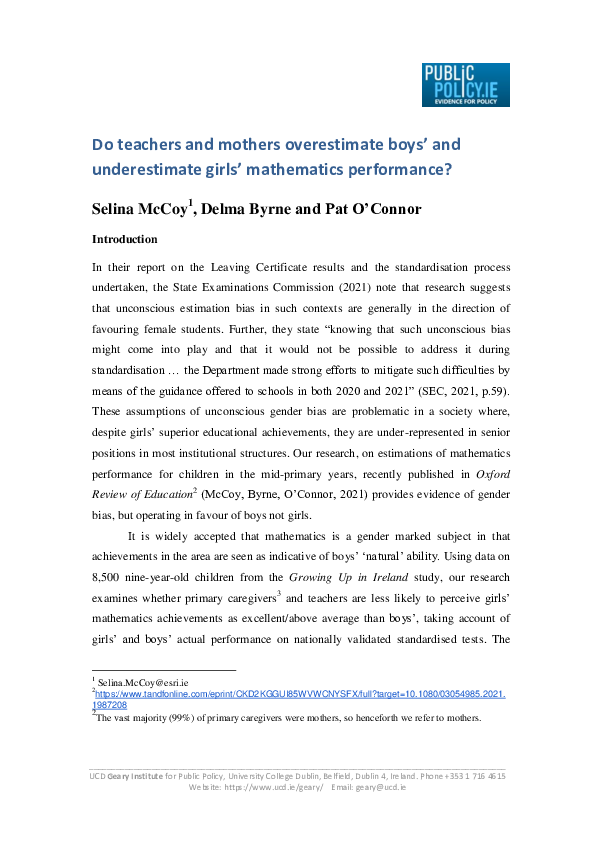 (PDF) Do Teachers and mothers overestimate boys' and underestimate ...