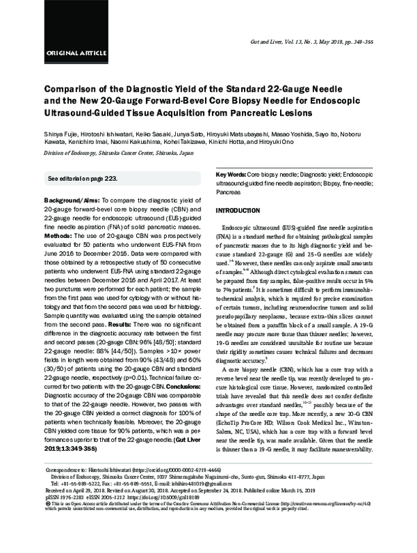 (PDF) Comparison of the Diagnostic Yield of the Standard 22-Gauge ...