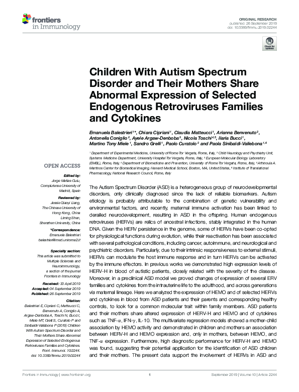 (PDF) Children With Autism Spectrum Disorder and Their Mothers Share ...