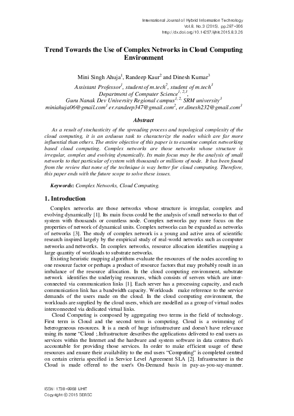 (PDF) Trend Towards the Use of Complex Networks in Cloud Computing ...